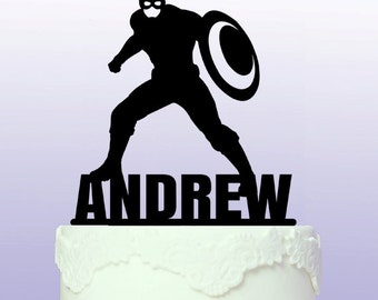 Personalised Captain America Superhero Cake Topper
