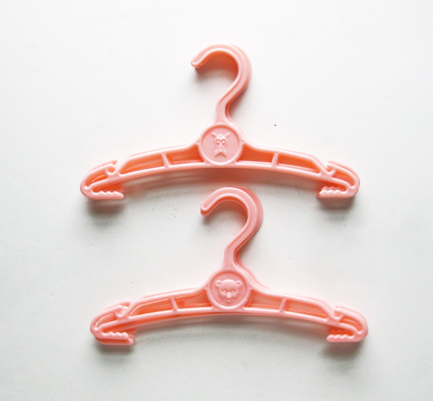 Vintage Matching Set of 8 Pink Plastic Bear and Dog Baby Girl Clothes