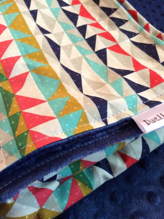 Items similar to Geometric baby blanket, navy primary colors baby