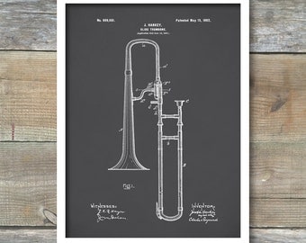 Slide Trombone Poster, Slide Trombone Patent, Slide Trombone Print, Slide Trombone Decor, Slide Trombone Art, Slide Trombone Blueprint P181