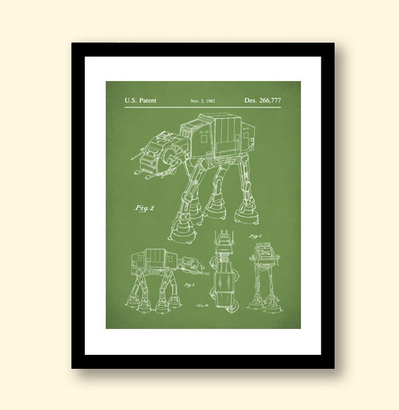 Star Wars AT AT Patent Print Imperial Walker Art Poster Star