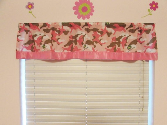 Pink camouflage curtains/cotton valance
