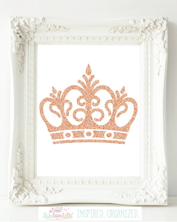 Items similar to CROWN (Rose Gold Glitter) Wall Art (8.5x11) - digital