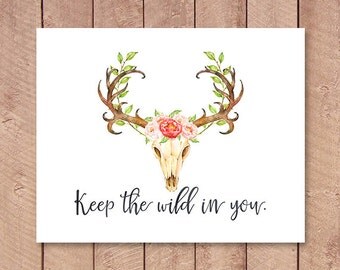 Deer skull print | Etsy