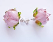 Earrings. Pink Lampwork G...