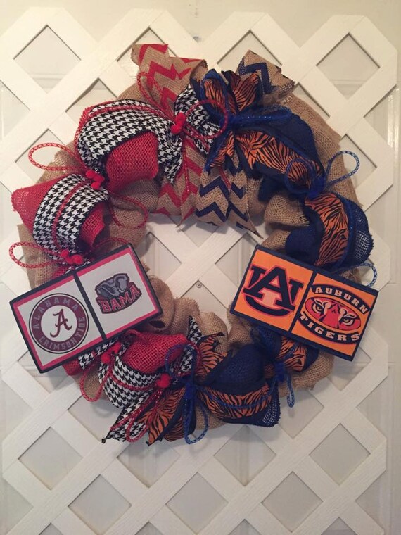 Bama/Auburn Collegiate Wreath - Roll Tide/War Eagle Wreath - Collegiate Wreaths - House Divided Wreath - Roll Tide & War Eagle House Divided