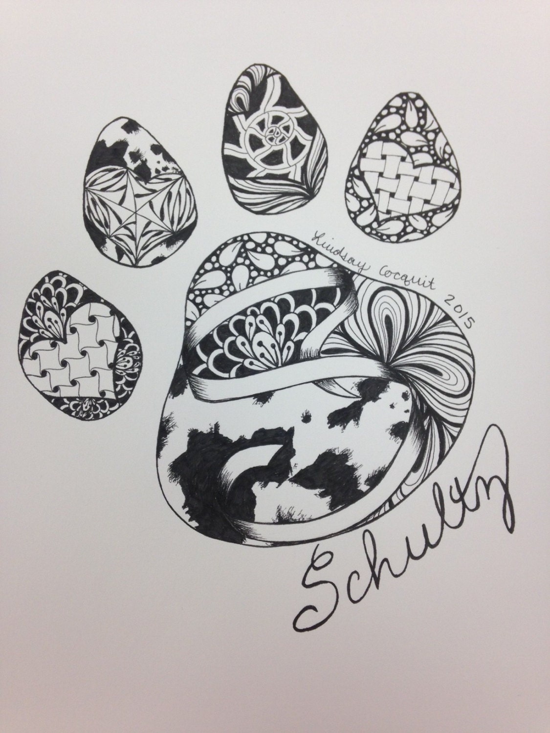 Download Zentangle Pen and Ink Zentangle Pen and Ink Drawing Dog Paw