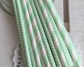 Mint Paper Straws Multipack - Mint Striped Paper Straws, Mint Party Decor, Birthday Decorations, Party Supplies, Birthday, Bridal Shower