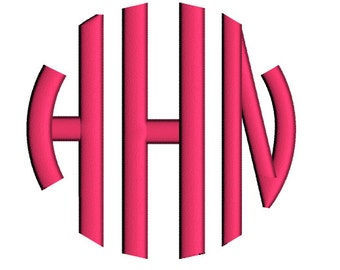Large 3 Letter Satin Circle Monogram Machine Embroidery Satin Font -Instant Download-3,4,5 inch