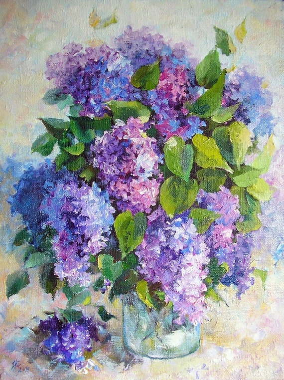 Lilac Painting Floral Canvas Art Oil Original painting Flowers