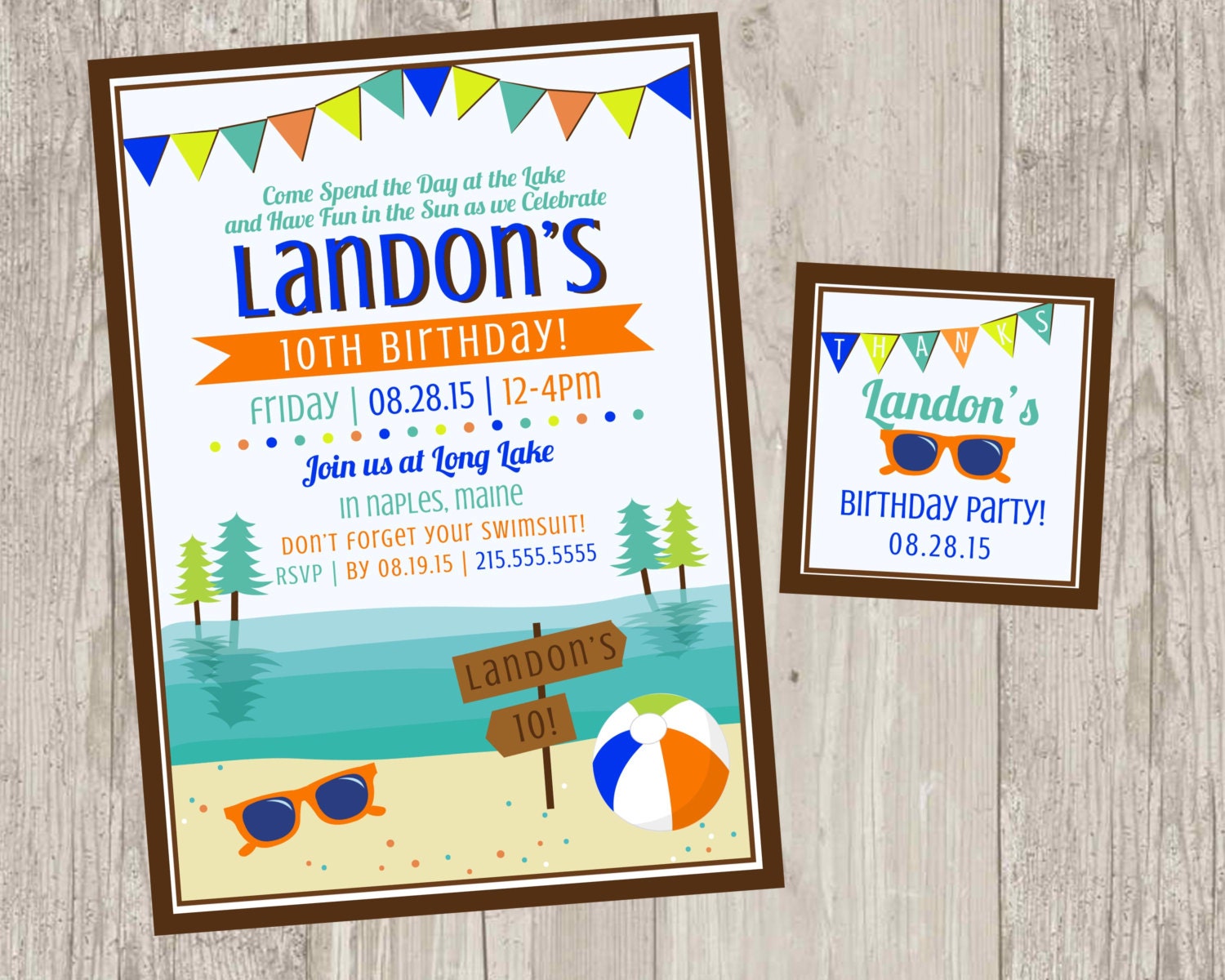 Lake Birthday Party Invitations Summer Party Printable