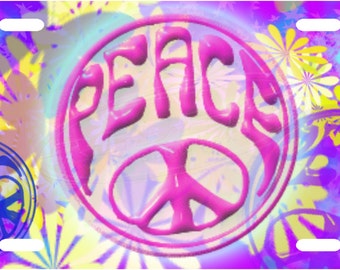 Floral Peace License Plate Tag