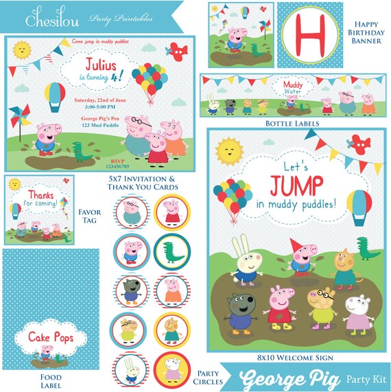 Customized George Pig Digital Printable Birthday Invitation