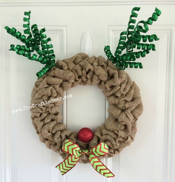 Fun Burlap Red Nosed Reindeer Wreath