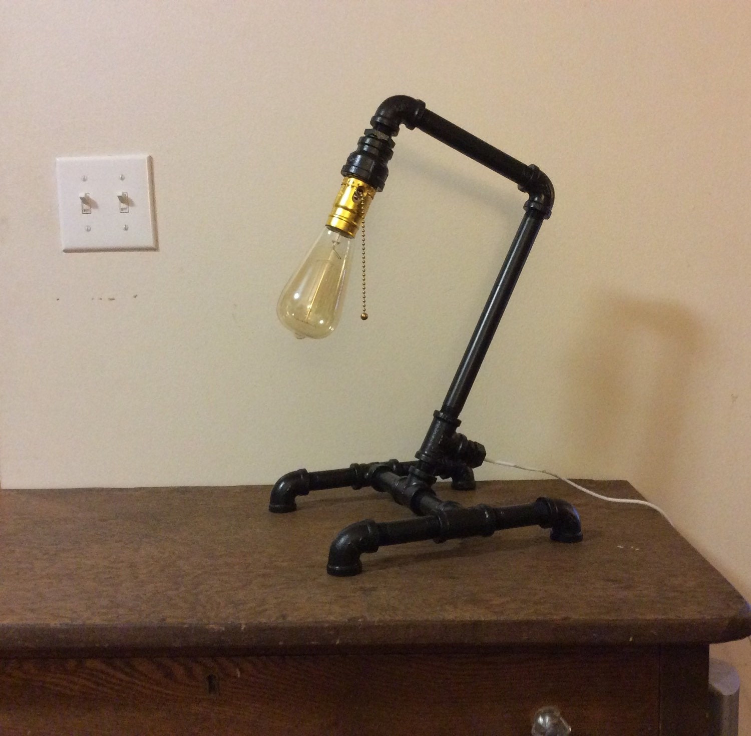 Black steel pipe lamp desk lamp industrial by SheltonWoodworks