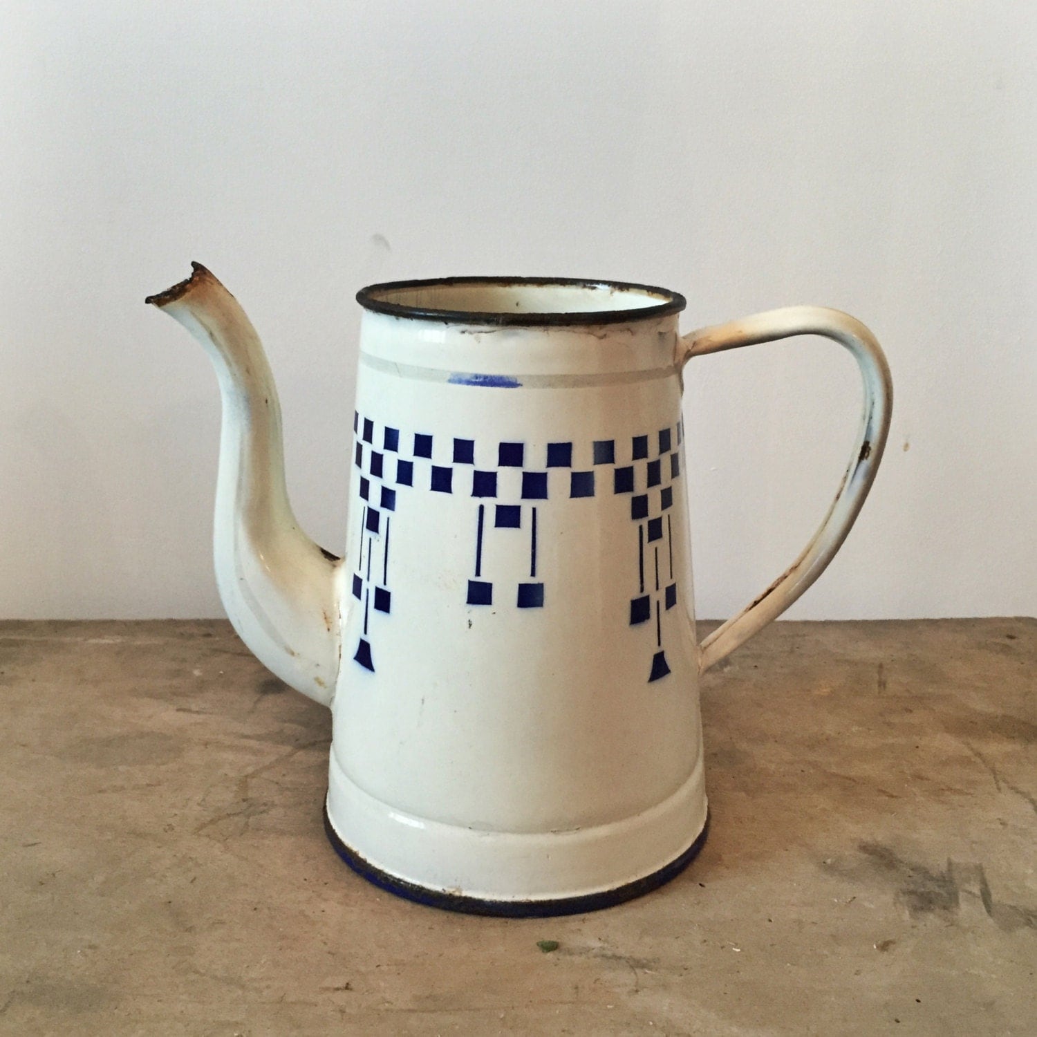 French vintage coffee pot French enamelware coffee pot