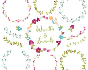Premium Floral Wreaths & Laurels in Bohemian - Bohemian Wreath, Wreath Clipart, Laurel Clipart, Vector Wreaths, Vector Laurels