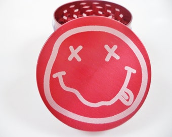 Smiley Face 2.2" Laser Etched 4 Piece Metal Herb Grinder
