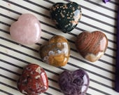 Handcarved gemstone puffy hearts