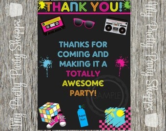 80s theme thank you | Etsy