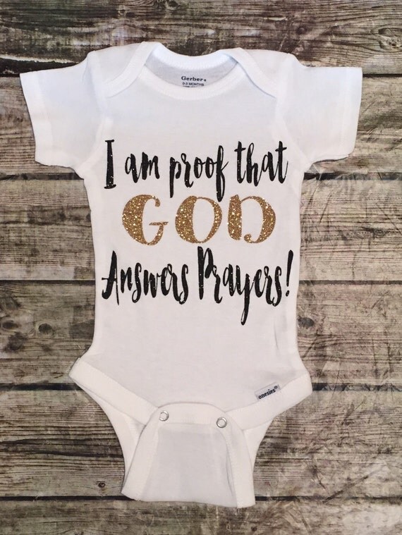 Baby Girl Onesie God Answers Prayers Onesie For by BellaPiccoli
