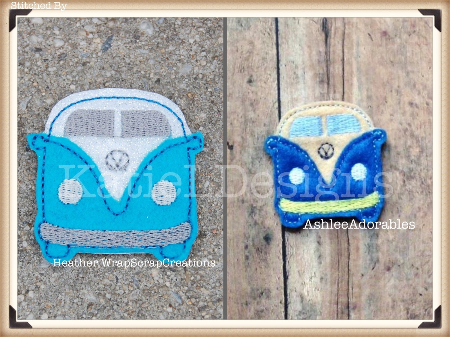ITH VW Bus Feltie Machine Embroidery Design by KatieLDesigns