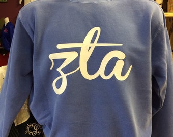 Flo Blue Zeta Tau Alpha Comfort Colors Sweatshirt and Tshirts