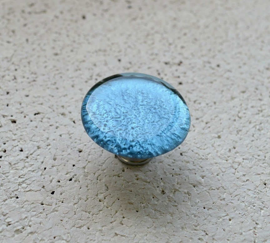 Sky Blue Glass Knob. Round Glass Knob. Hardware. Blue