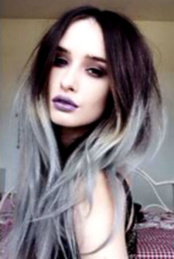 etsy grey dye hair Hair U Balayage Part Remy Grey Dip Extensions Dye 8A Ombre