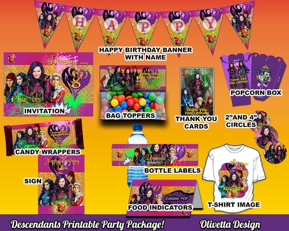 Descendants Birthday Party Package Printable Party Kit