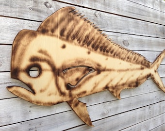 Wooden Fish Wall Decor wahoo fish wood carving 45'' sport game fish Wooden Fish Wall Decor wahoo fish wood carving 45'' sport game fish