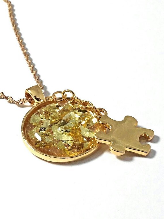 Autism necklace autism awareness jewelry puzzle by GenevasSky