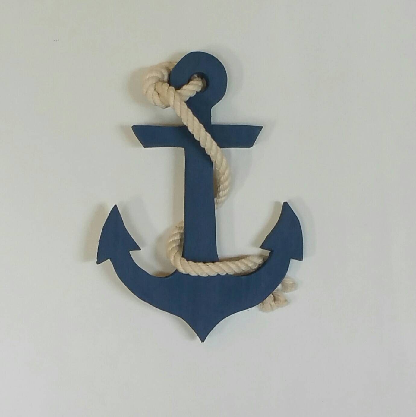 Wooden Nautical Anchor with Rope