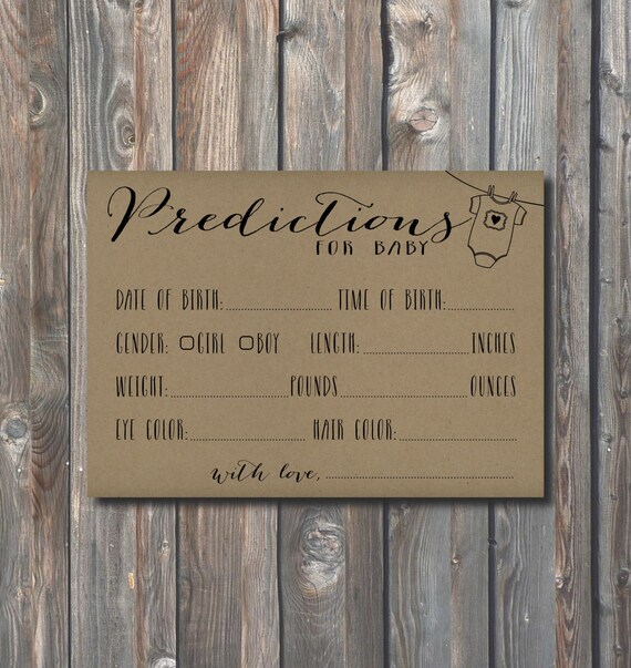 PRINTABLE Baby Shower Prediction Card-Baby by HappyFiestaDesign