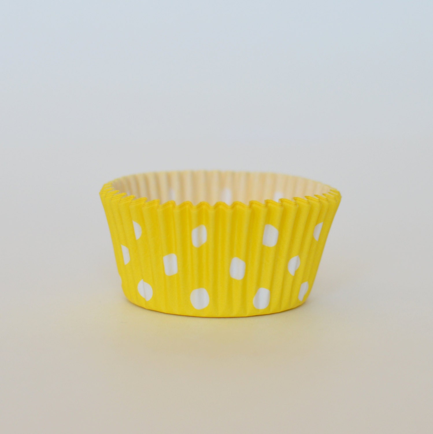Yellow Polka Dot Cupcake Liners // Yellow Baking Cups (Qty 50) from