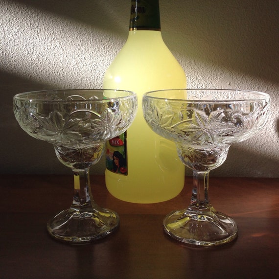 Princess House FANTASIA Crystal Margarita Glasses Compote 2
