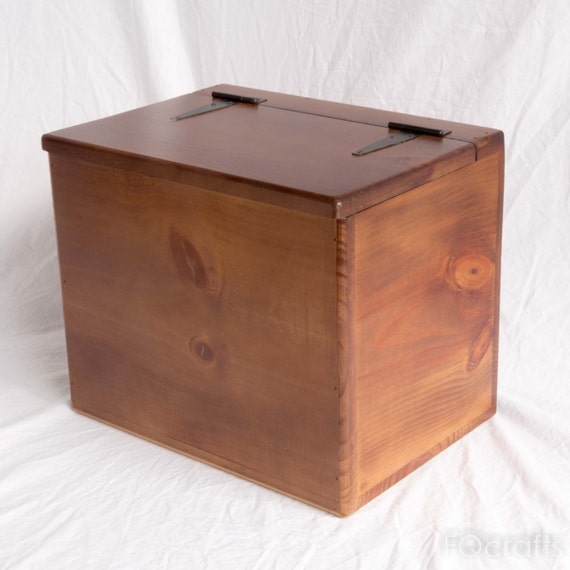 wooden toy box with hinged lid