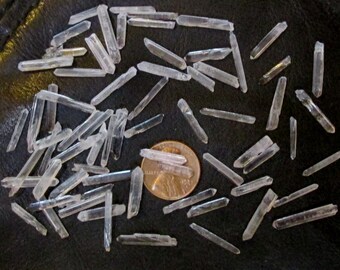 10, 25, or 50 Quartz Micro Crystals- Raw, natural, clear quartz points, about 12mm to 18mm long (1/2" to 3/4 inches)- Tiny, thin crystals