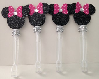 12 Minnie Mouse Bubble Wands, Bubble wands, Minnie Mouse Party favors Hot pink, Minnie Mouse inspired, Minnie Mouse decorations,.