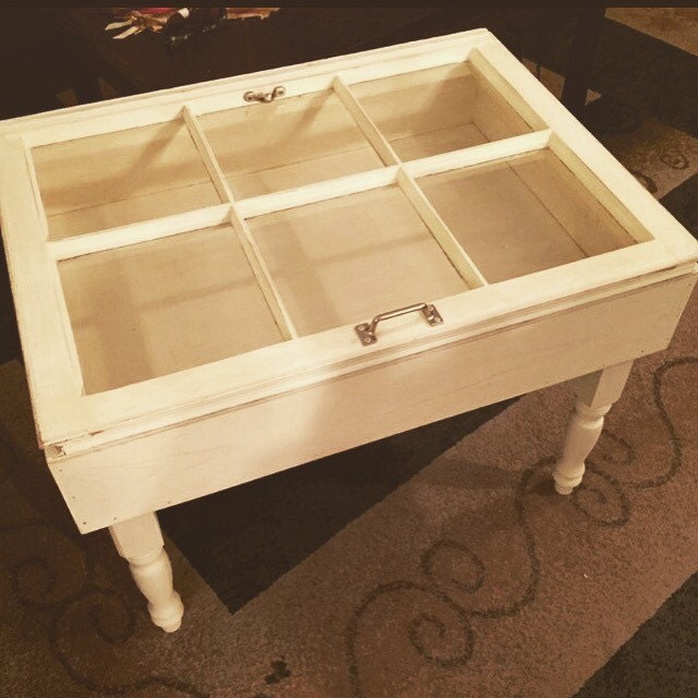 Wood six 6 pane shadow box end table shadow by SandJBargainVault