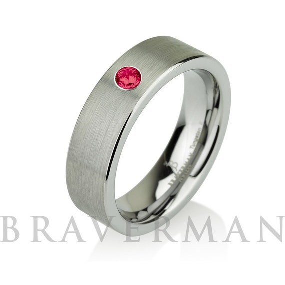 Mens Wedding Bands, Red Ruby Mens Wedding Ring, Tungsten Wedding Bands ...