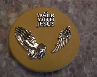 Walk with Jesus Mold,Praying Hands, Feathers,Charm Bracelets, Silicone mold,resin, jewelry, clay's mold, Charms, Baking molds, Food molds