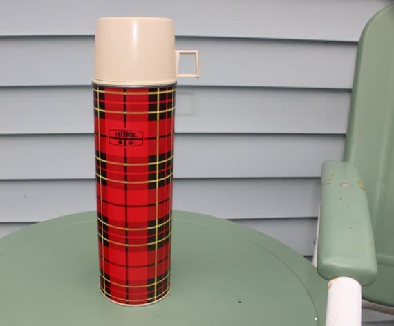 King Seeley Thermos Picnic Camping Red Plaid Vintage Travel Trailer Decor