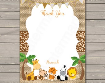 Safari Thank You Card, Jungle Thank you Card PDF, Printable Thank You Card, Thank You Note, Note Card, PDF Printable216