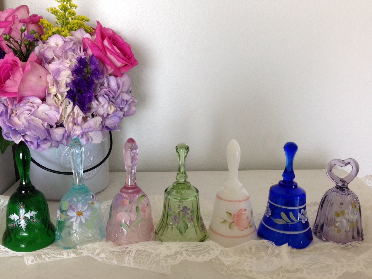 Hand Painted Fenton Glass Bells