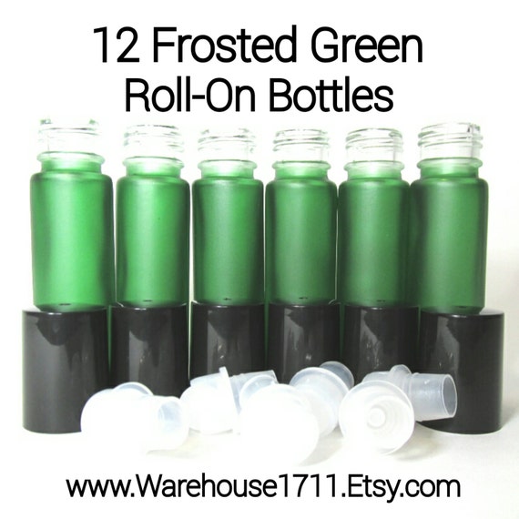 Download Warehouse1711 CLEARANCE Frosted Green Glass Roll-On Bottles