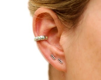 Silver Stud Earrings Sterling Silver Square Earrings Bohemian Jewelry - CST003SS