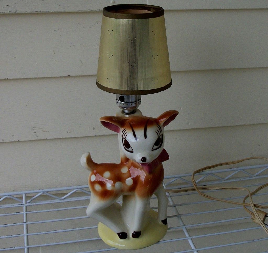 Vintage Nursery Lamp Fawn DeerBambi by on Etsy