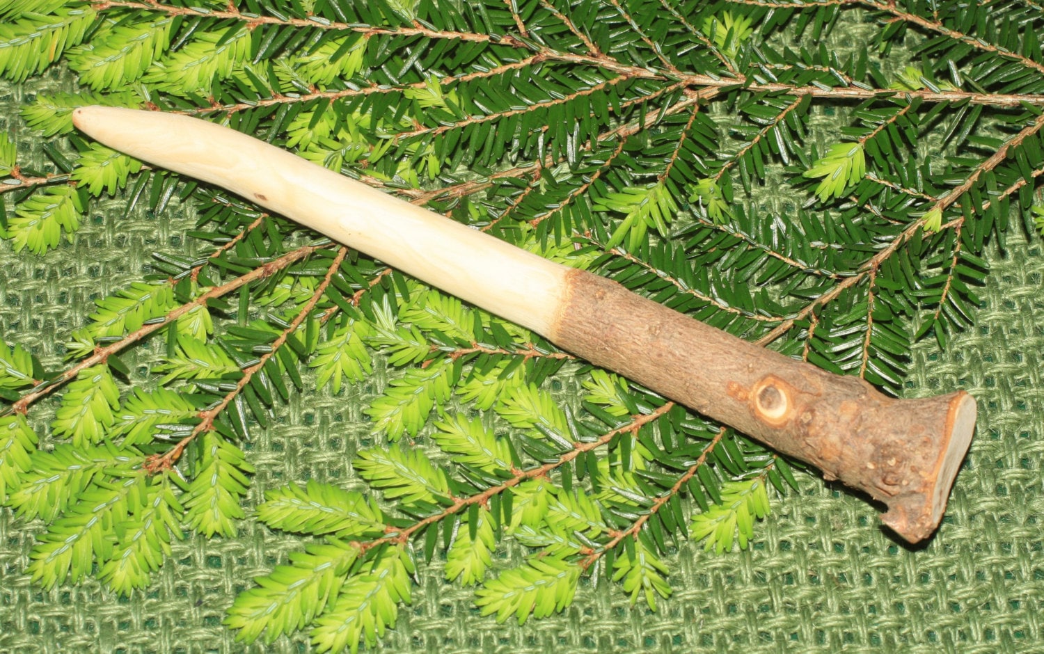 Handcarved natural Yew Wood Wand Dark Goddess by Mythospheria