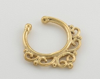 Fake septum ring for non pierced nose. gold septum. fake septum jewelry. fake septum piercing. gold septum ring. tribal septum ring.